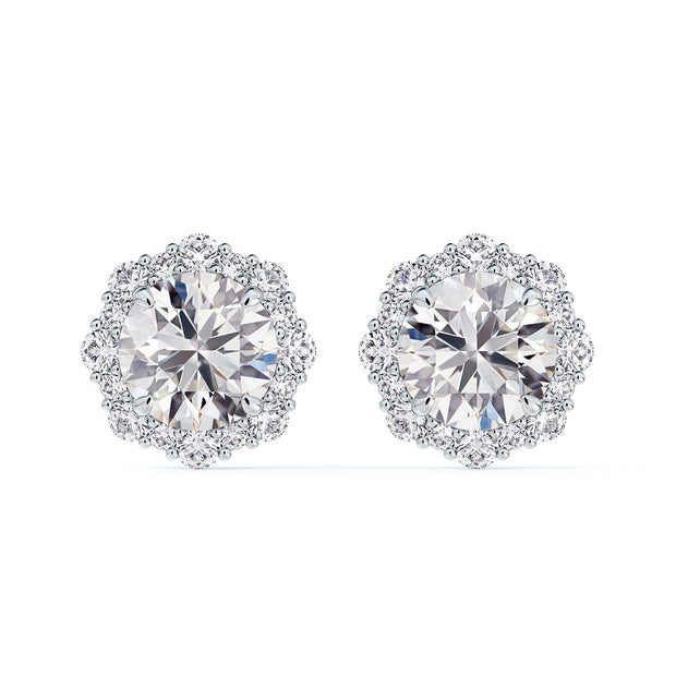 floral diamond halo studs