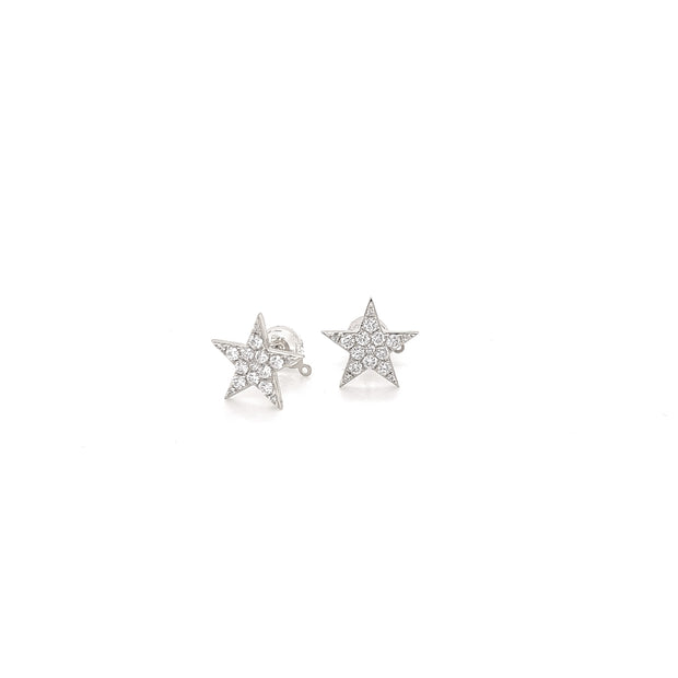 14k white gold diamond star studs 0.08ct