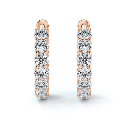 18k rose gold small inside outside diamond hoops 2.04ct
