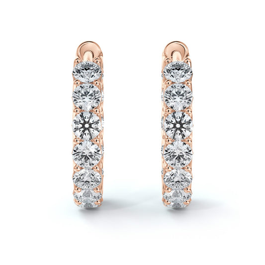 18k rose gold small inside outside diamond hoops 2.04ct