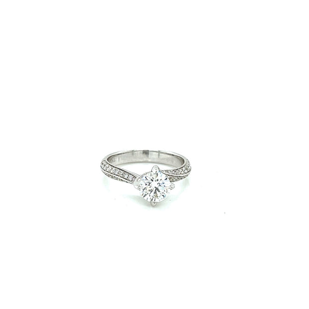 18k white gold curved forevermark diamond engagement ring 1.35ct
