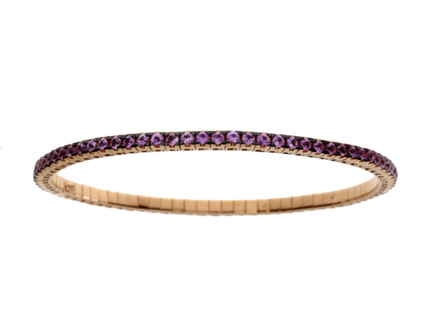 18k rose gold pink sapphire stretch bracelet 3.20ct