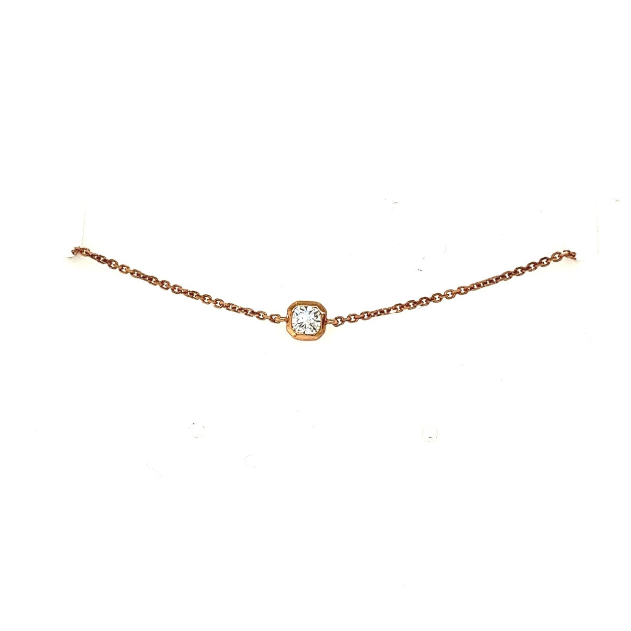 18k rose gold black label square diamond bezel set bracelet 0.19ct