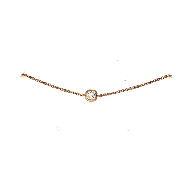 18k rose gold black label square diamond bezel set bracelet 0.19ct