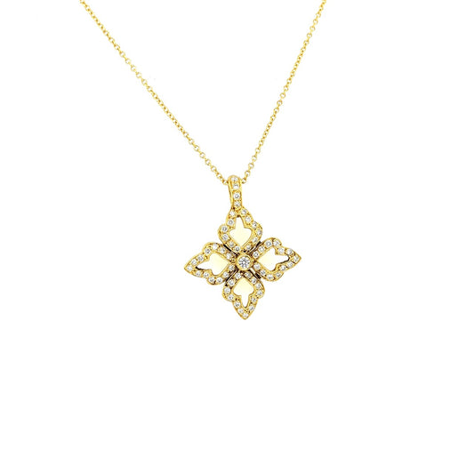 14k yellow gold filigree north star diamond pendant