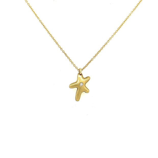 18k yellow gold starfish diamond pendant