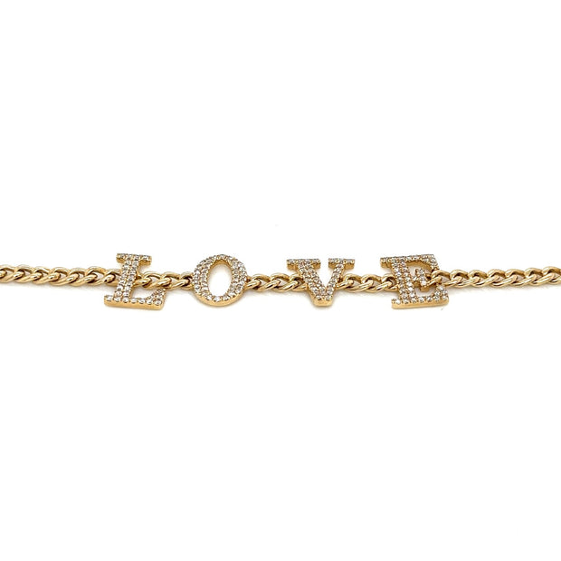 14k yellow gold link with charm love bracelet 0.32ct