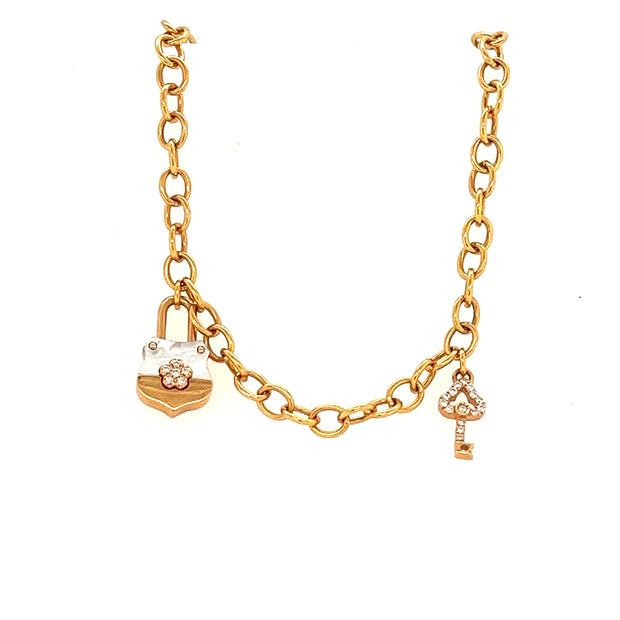 14k rose gold love lock bracelet