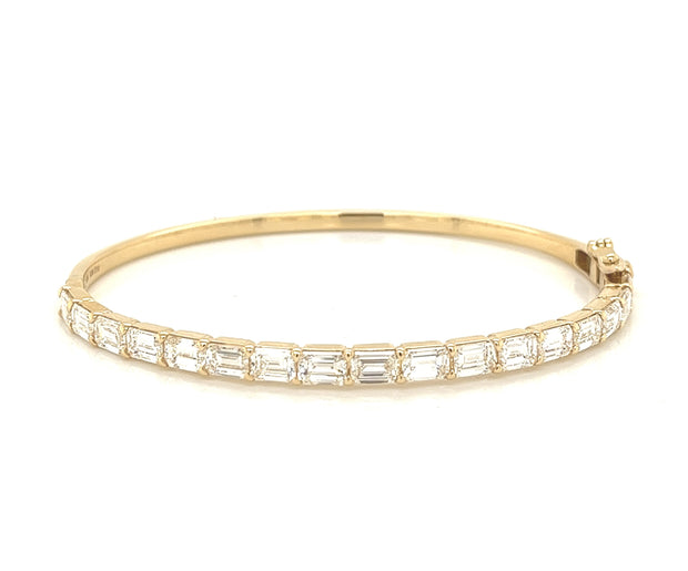 18k yellow gold emerald cut diamond bangle 5.58ct