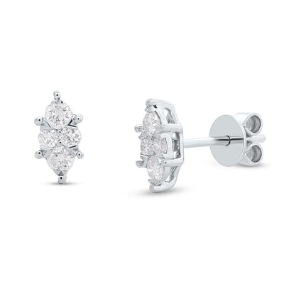 14k white gold marquise shape diamond studs 0.31ct