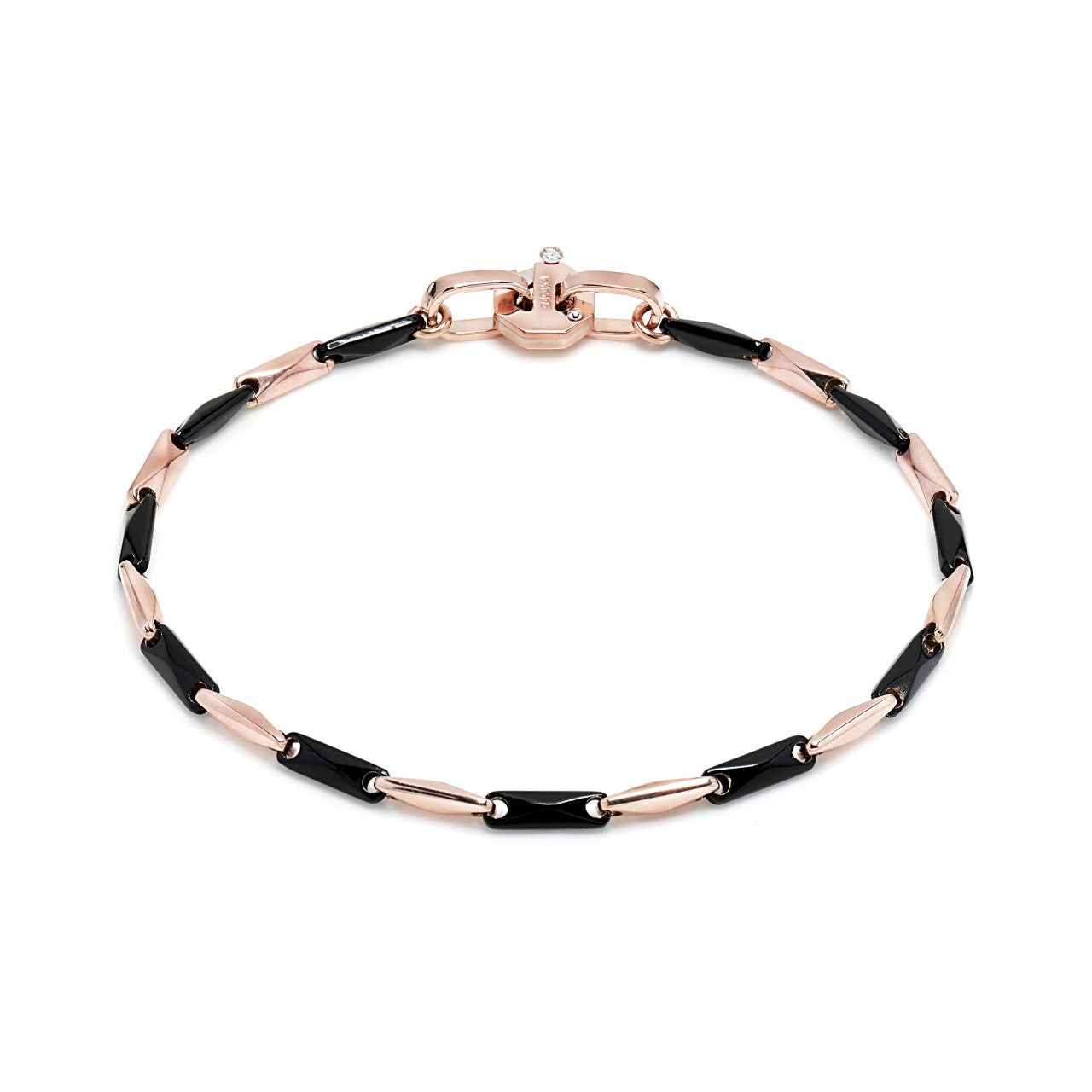 mens 18k rose gold and black ceramic bracelet