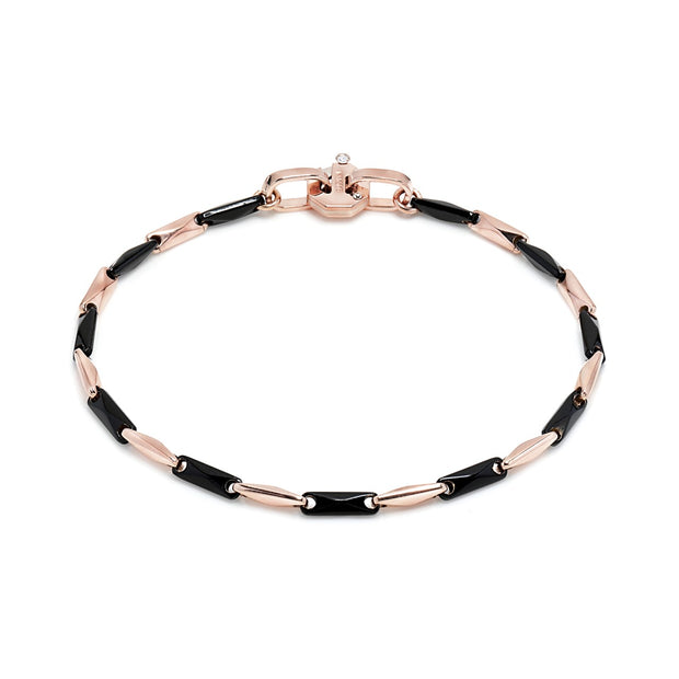mens 18k rose gold and black ceramic bracelet