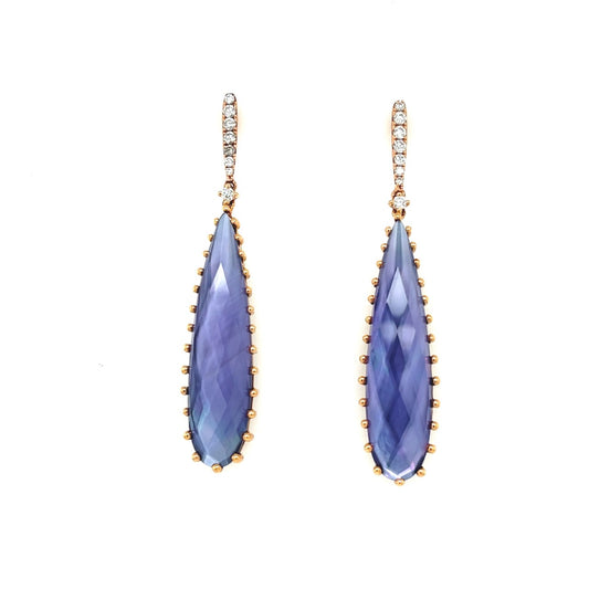 18k rose gold diamond and amethyst danlge earrings 24ct