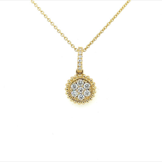 14k yellow gold round diamond pendant