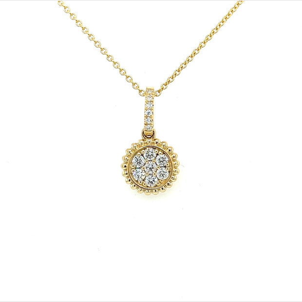 14k yellow gold round diamond pendant