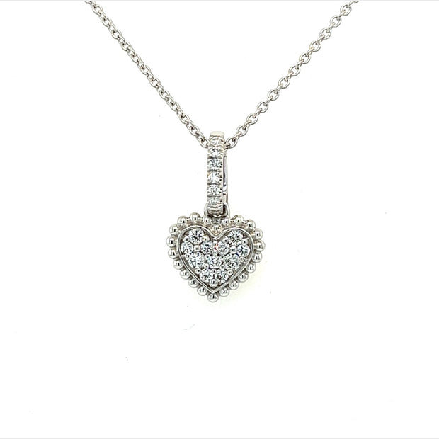 14k white gold heart shape diamond pendant