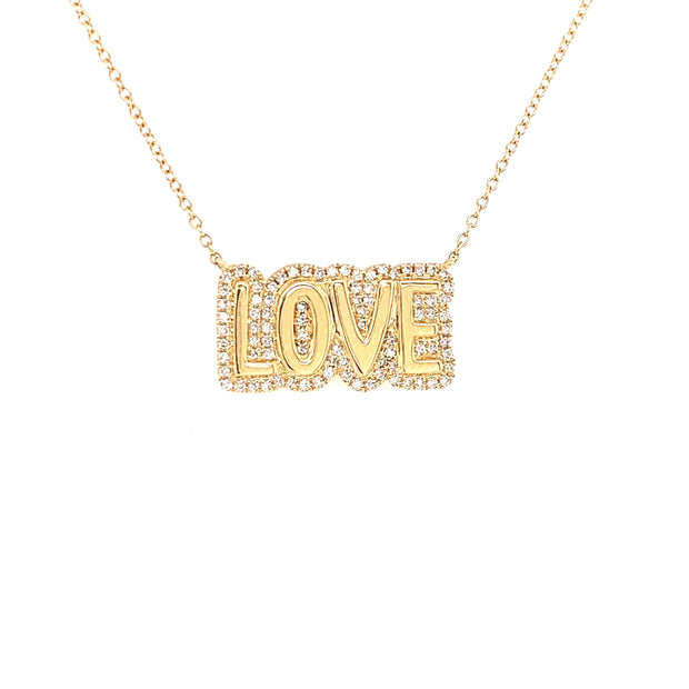 14k yellow gold love necklace 0.29ct