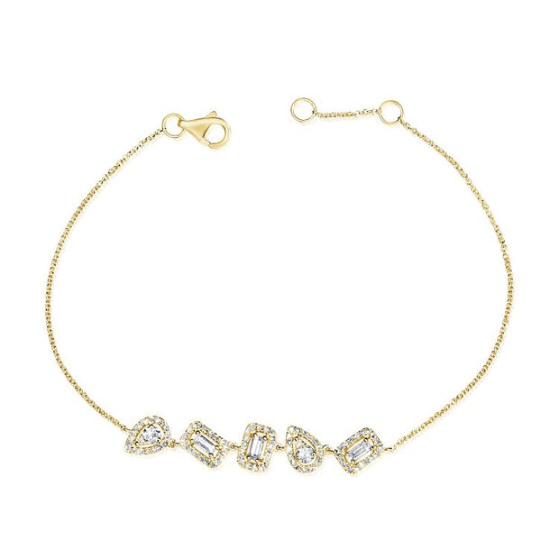 14k yellow gold mixed shape diamond fashion bracelet 0.55ct
