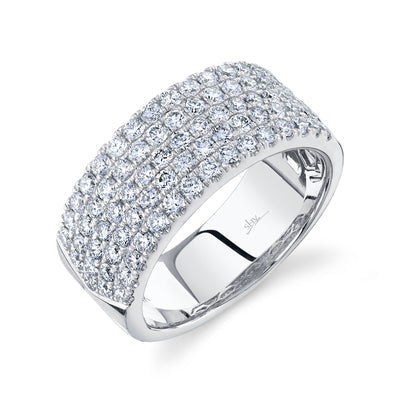 14k white gold five row diamond pave band 1.52ct