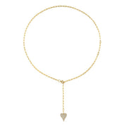 14k yellow gold pave heart lariat necklace 0.21ct