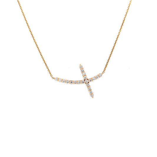 14k rose gold sideways diamond cross 0.75ct
