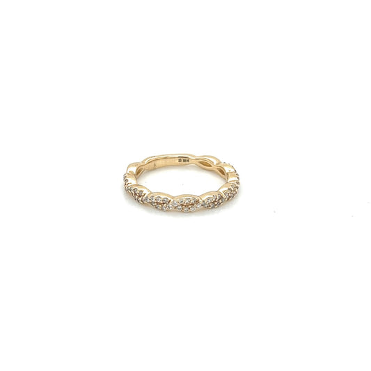 14k yellow gold diamond twist band 0.32ct
