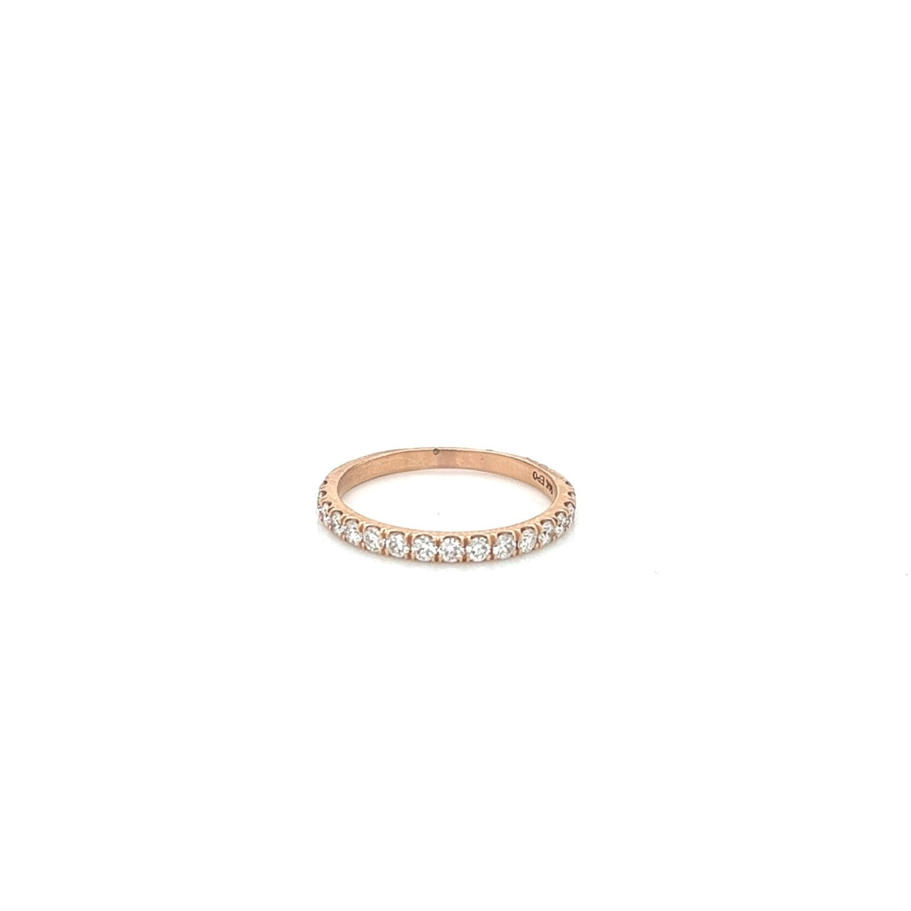 14k rose gold micro pave diamond band 0.44ct