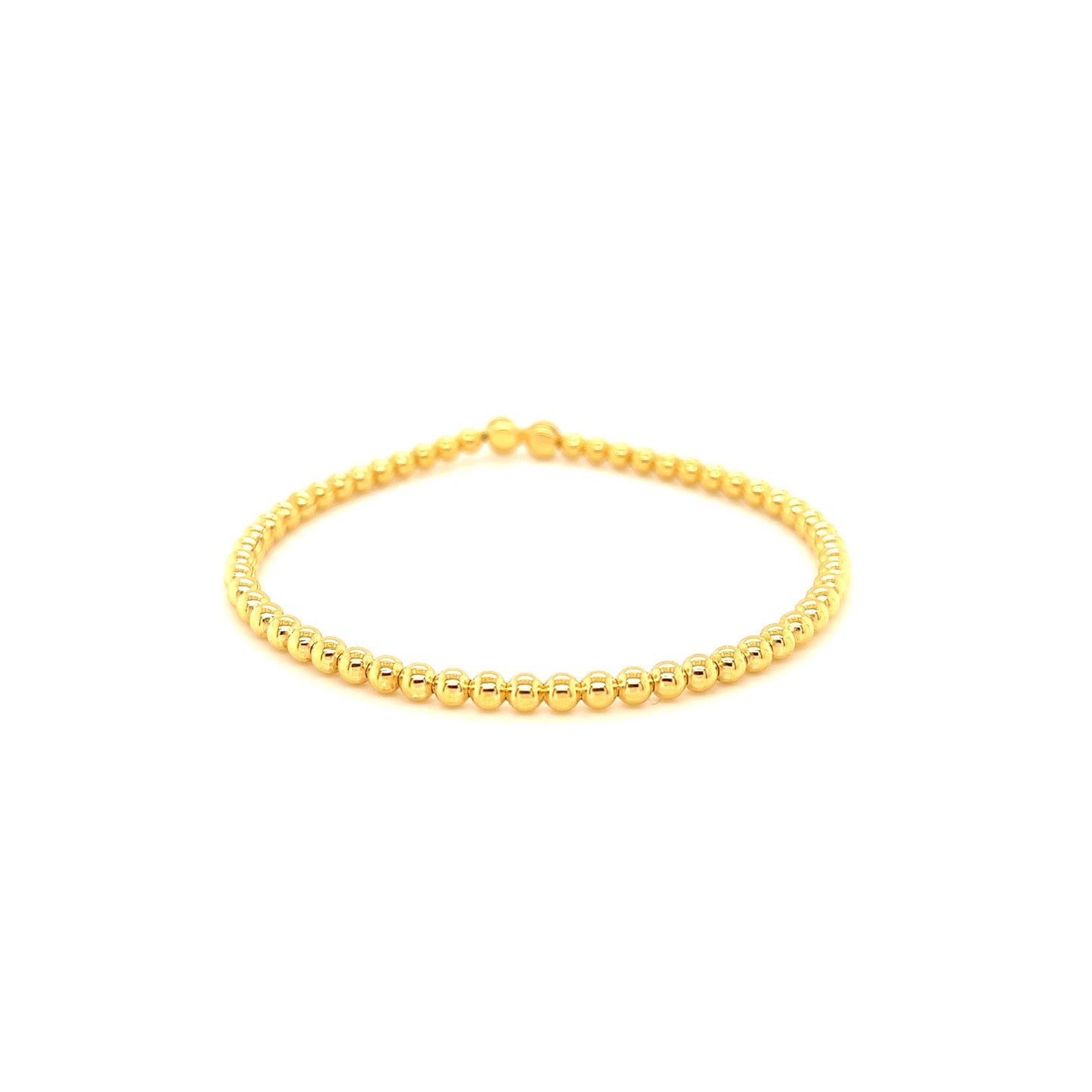 yellow gold plated stretchy bead bracelet 3mm