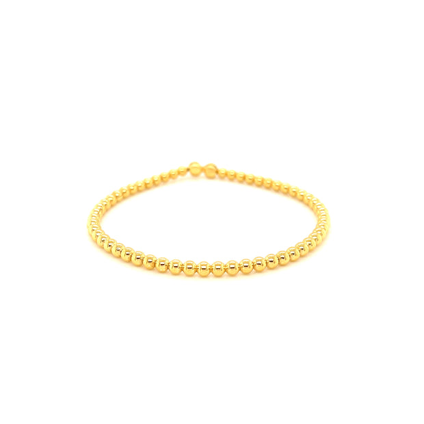 yellow gold plated stretchy bead bracelet 3mm