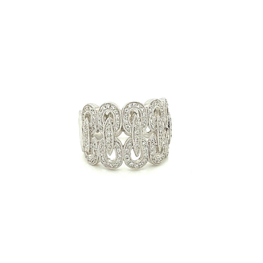 18k white gold open oval shape fashion ring 0.51ct