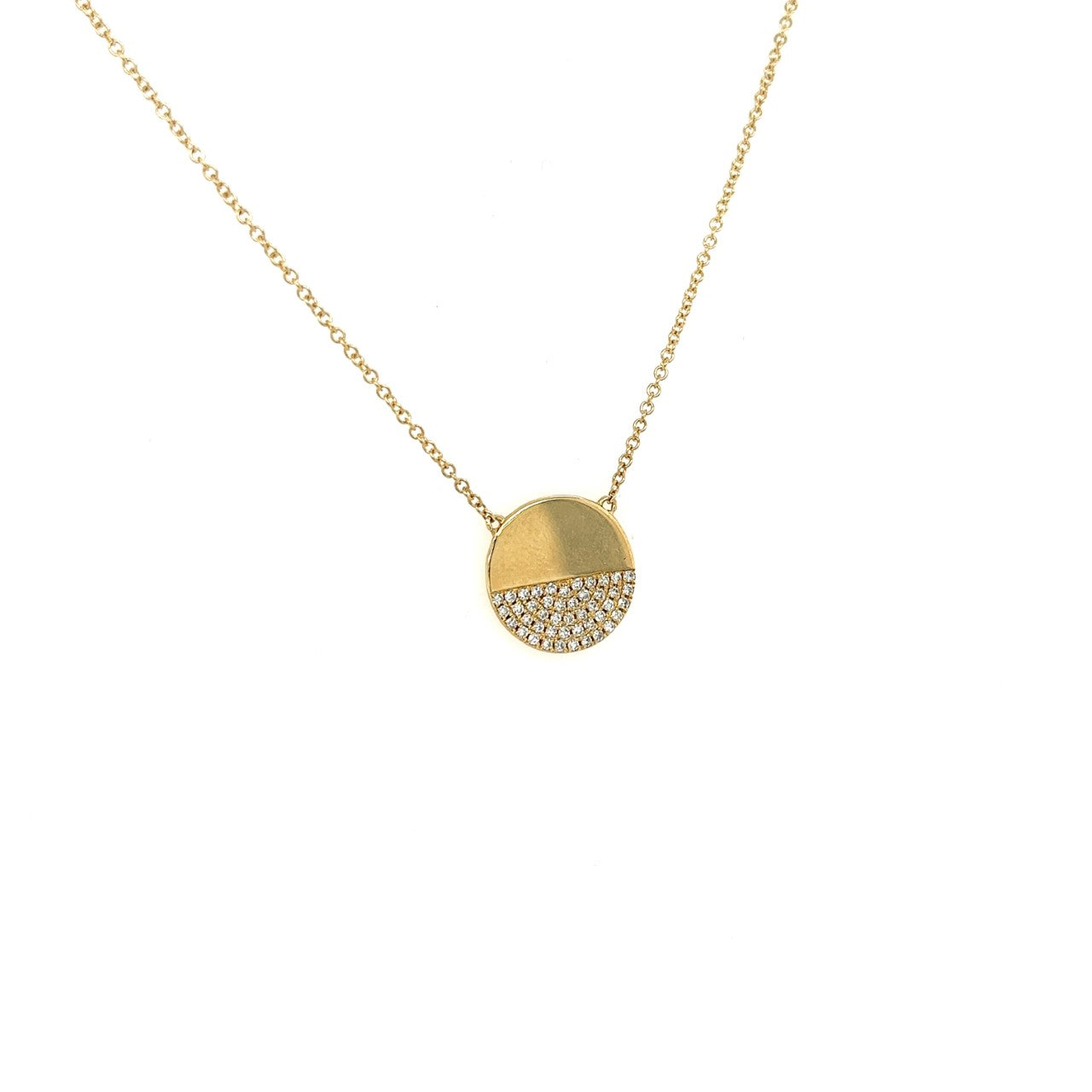 14k yellow gold half diamond pendant 0.14ct