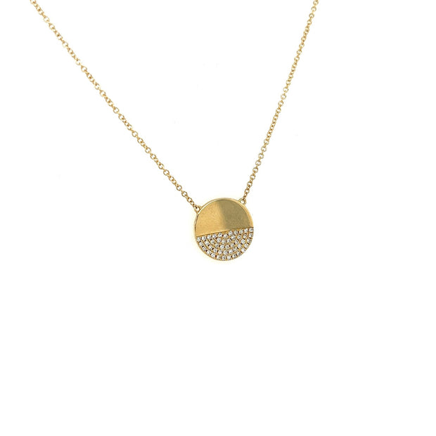 14k yellow gold half diamond pendant 0.14ct