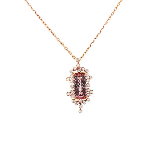 18k rose gold tourmaline & diamond pendant 5.50ct