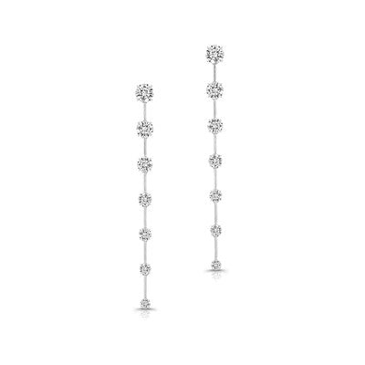 18k white gold round diamond bar dangle earrings 3.74ct