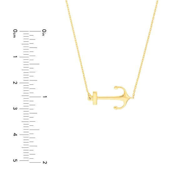 14k yellow anchor necklace