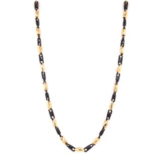 mens 18k yellow gold and black ceramic chain bracelet