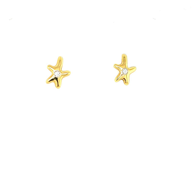 18k yellow gold diamond starfish studs