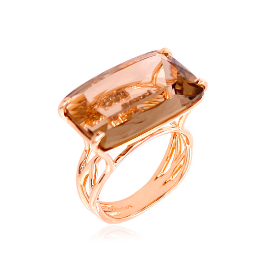 rose gold plated smokey quartz ring 11.8ct