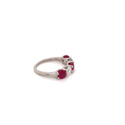 Platinum U-Prong Diamond And Ruby Ring