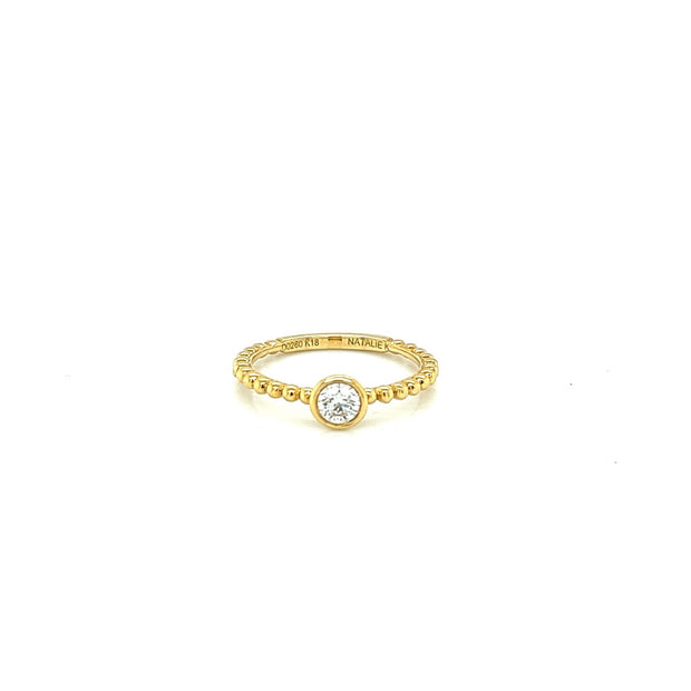 18k yellow gold beaded bezel forevermark stackable diamond ring 0.26ct