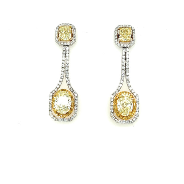 14k fancy yellow diamond drop earrings 7.17ct