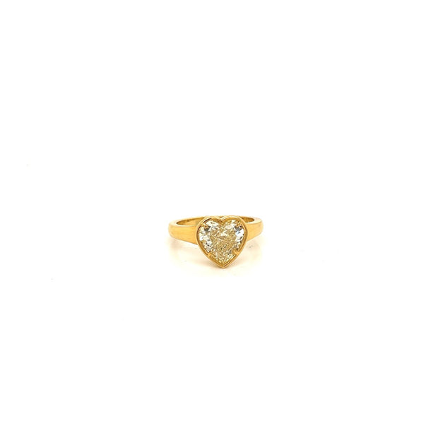 18k yellow gold fancy yellow heart shape diamond ring 2.01ct