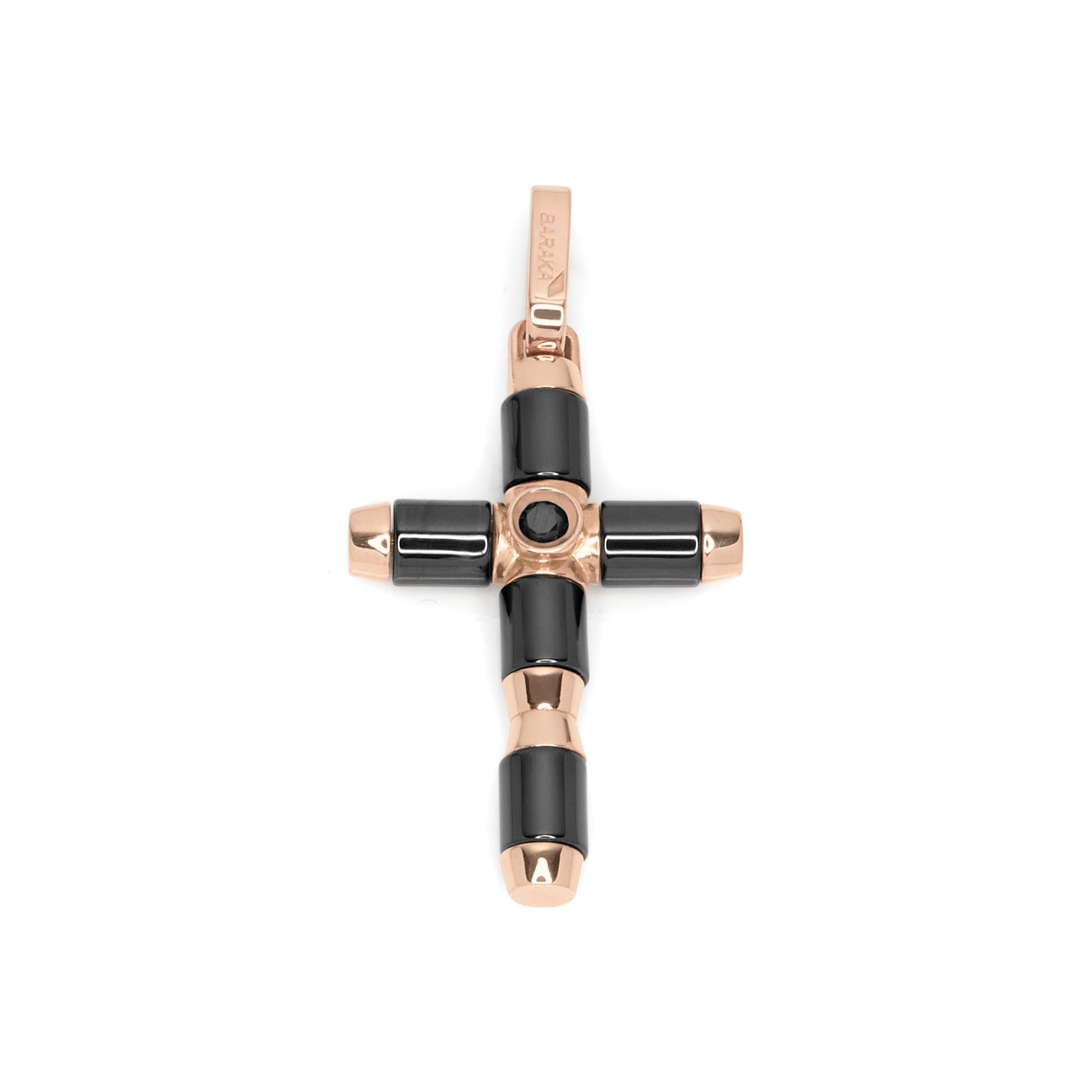 18k rose gold and black ceramic cross