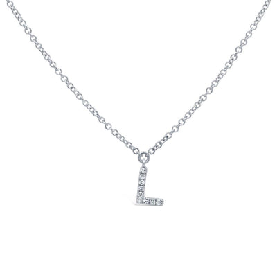 14k white gold diamond initial necklace 0.03ct