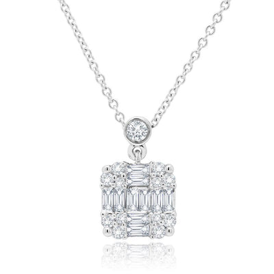 14k white gold diamond cluster pendant 0.29ct