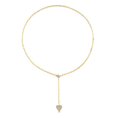 14k yellow gold diamond heart lariat 0.21ct