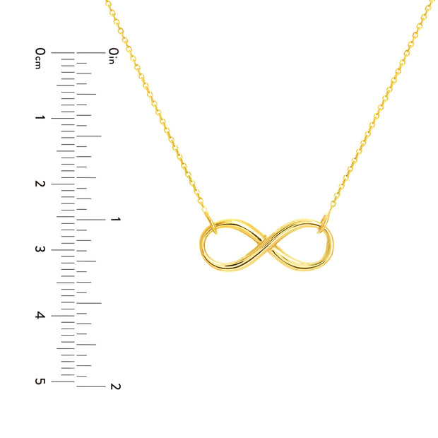 14k yellow gold east to west infinity necklace