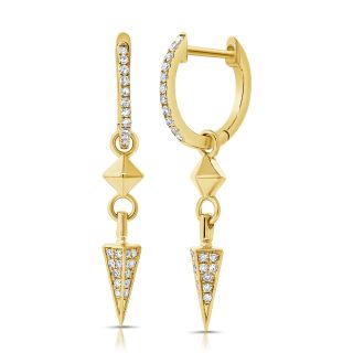 14k yellow gold fashion drop earrings 0.19ct