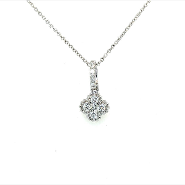 14k white gold 4 leaf diamond pendant