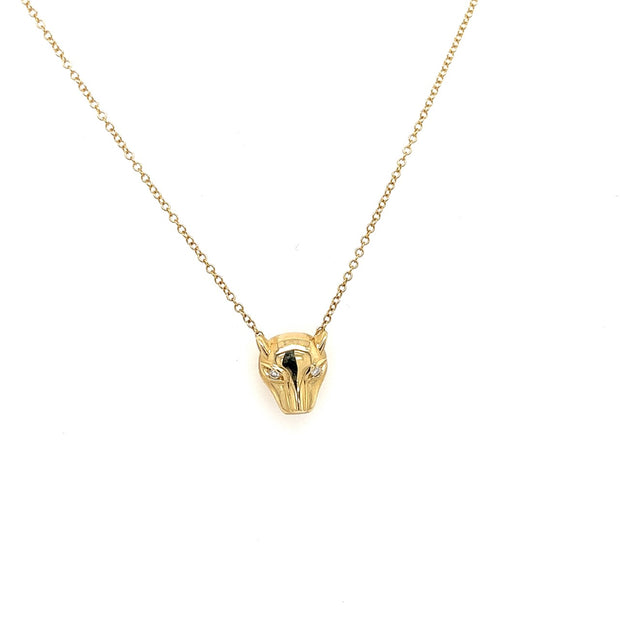 14k yellow gold cougar pendant with diamond eyes 0.02ct